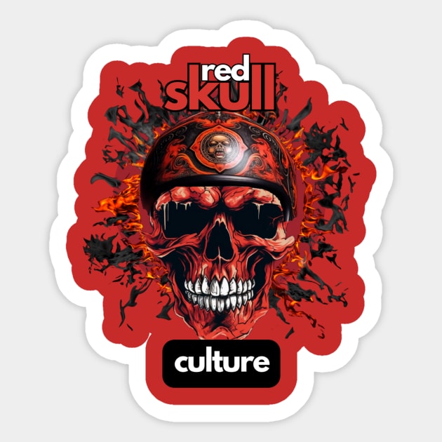 Red Skull Culture, Festival t-shirt, Unisex t-shirt, tees, men's t-shirt, women's t-shirt, summer t-shirt, skull t-shirts, biker t-shirts Sticker by Clinsh Online 